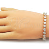 Oro Laminado Tennis Bracelet, Gold Filled Style Heart Design, with White Cubic Zirconia, Polished, Golden Finish, 03.283.0542.07