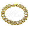 Oro Laminado Tennis Bracelet, Gold Filled Style Baguette Design, with White Cubic Zirconia, Polished, Golden Finish, 03.283.0545.07