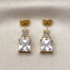 Oro Laminado Stud Earring, Gold Filled Style with White Cubic Zirconia, Polished, Golden Finish, 02.283.0312