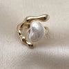 Oro Laminado Multi Stone Ring, Gold Filled Style Heart Design, with Ivory Mother of Pearl, Polished, Golden Finish, 01.438.0002