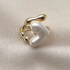 Oro Laminado Multi Stone Ring, Gold Filled Style Heart Design, with Ivory Mother of Pearl, Polished, Golden Finish, 01.438.0003