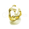 Oro Laminado Multi Stone Ring, Gold Filled Style Heart Design, with Ivory Mother of Pearl, Polished, Golden Finish, 01.438.0003