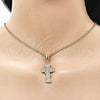 Oro Laminado Religious Pendant, Gold Filled Style Cross Design, with White Micro Pave, Polished, Golden Finish, 05.438.0002