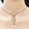 Oro Laminado Religious Pendant, Gold Filled Style San Judas Design, with White Cubic Zirconia, Polished, Golden Finish, 05.438.0010