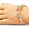 Oro Laminado Individual Bangle, Gold Filled Style Star Design, Diamond Cutting Finish, Golden Finish, 07.413.0004