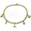 Oro Laminado Charm Anklet , Gold Filled Style Shell Design, Polished, Golden Finish, 03.63.2299.10