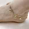 Oro Laminado Charm Anklet , Gold Filled Style Cherry and Heart Design, Polished, Golden Finish, 03.63.2301.10