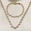 Oro Laminado Necklace and Bracelet, Gold Filled Style Heart Design, Polished, Golden Finish, 06.415.0010