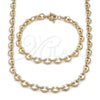 Oro Laminado Necklace and Bracelet, Gold Filled Style Heart Design, Polished, Golden Finish, 06.415.0010