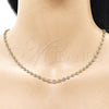 Oro Laminado Fancy Necklace, Gold Filled Style Puff Mariner Design, Polished, Golden Finish, 04.326.0007.18