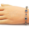 Oro Laminado Tennis Bracelet, Gold Filled Style Cluster Design, with Sapphire Blue and White Cubic Zirconia, Polished, Golden Finish, 03.266.0054.3.07