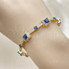 Oro Laminado Tennis Bracelet, Gold Filled Style Cluster Design, with Sapphire Blue and White Cubic Zirconia, Polished, Golden Finish, 03.266.0054.3.07