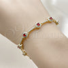 Oro Laminado Tennis Bracelet, Gold Filled Style Cluster Design, with Garnet and White Cubic Zirconia, Polished, Golden Finish, 03.266.0057.1.07