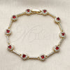 Oro Laminado Tennis Bracelet, Gold Filled Style Cluster Design, with Garnet and White Cubic Zirconia, Polished, Golden Finish, 03.266.0057.1.07