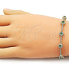 Oro Laminado Tennis Bracelet, Gold Filled Style Cluster Design, with Green and White Cubic Zirconia, Polished, Golden Finish, 03.266.0057.2.07