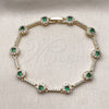 Oro Laminado Tennis Bracelet, Gold Filled Style Cluster Design, with Green and White Cubic Zirconia, Polished, Golden Finish, 03.266.0057.2.07