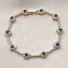 Oro Laminado Tennis Bracelet, Gold Filled Style Cluster Design, with Sapphire Blue and White Cubic Zirconia, Polished, Golden Finish, 03.266.0057.3.07