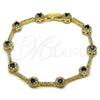 Oro Laminado Tennis Bracelet, Gold Filled Style Cluster Design, with Sapphire Blue and White Cubic Zirconia, Polished, Golden Finish, 03.266.0057.3.07