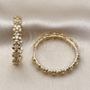 Oro Laminado Huggie Hoop, Gold Filled Style Flower Design, with White Cubic Zirconia, Polished, Golden Finish, 02.204.0061.35