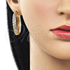 Oro Laminado Huggie Hoop, Gold Filled Style with White Micro Pave, Polished, Golden Finish, 02.204.0062.35
