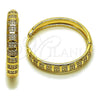 Oro Laminado Huggie Hoop, Gold Filled Style with White Micro Pave, Polished, Golden Finish, 02.204.0062.35