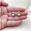 Oro Laminado Stud Earring, Gold Filled Style Ball Design, with Ivory Pearl, Polished, Golden Finish, 02.213.0849