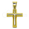 Oro Laminado Religious Pendant, Gold Filled Style Cross Design, Polished, Golden Finish, 05.213.0182