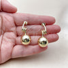 Oro Laminado Stud Earring, Gold Filled Style Ball and Hollow Design, Polished, Golden Finish, 02.213.0851