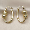 Oro Laminado Small Hoop, Gold Filled Style Ball Design, Polished, Golden Finish, 02.213.0854.25