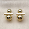 Oro Laminado Stud Earring, Gold Filled Style Ball and Hollow Design, Polished, Golden Finish, 02.213.0859