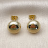 Oro Laminado Stud Earring, Gold Filled Style Ball Design, Polished, Golden Finish, 02.213.0860