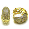 Oro Laminado Huggie Hoop, Gold Filled Style with White Cubic Zirconia, Polished, Golden Finish, 02.283.0318.25