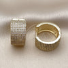 Oro Laminado Huggie Hoop, Gold Filled Style with White Cubic Zirconia, Polished, Golden Finish, 02.283.0320.22