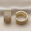 Oro Laminado Huggie Hoop, Gold Filled Style with White Cubic Zirconia, Polished, Golden Finish, 02.283.0322.20
