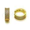 Oro Laminado Huggie Hoop, Gold Filled Style with White Micro Pave, Polished, Golden Finish, 02.283.0286.20