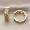 Oro Laminado Huggie Hoop, Gold Filled Style with White Cubic Zirconia, Polished, Golden Finish, 02.283.0325.25