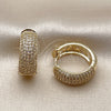 Oro Laminado Huggie Hoop, Gold Filled Style with White Micro Pave, Polished, Golden Finish, 02.283.0327.22