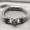 Stainless Steel Fancy Bracelet, Lion and Square Franco Design, Polished, Steel Finish, 03.439.0003.09