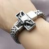 Stainless Steel Fancy Bracelet, Skull and Square Franco Design, Polished, Steel Finish, 03.439.0008.09 (12 MM Thickness, 9 Inches Length)