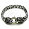 Stainless Steel Fancy Bracelet, Lion and Square Franco Design, Polished, Steel Finish, 03.439.0009.09