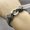 Stainless Steel Fancy Bracelet, Lion and Square Franco Design, Polished, Steel Finish, 03.439.0009.09 (10 MM Thickness, 9 Inches Length)