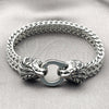 Stainless Steel Fancy Bracelet, Lion and Square Franco Design, Polished, Steel Finish, 03.439.0009.09 (10 MM Thickness, 9 Inches Length)