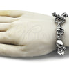 Stainless Steel Solid Bracelet, Skull Design, Polished, Steel Finish, 03.441.0001.09