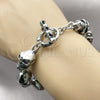 Stainless Steel Solid Bracelet, Skull Design, Polished, Steel Finish, 03.441.0001.09