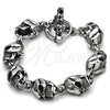 Stainless Steel Solid Bracelet, Skull Design, Polished, Steel Finish, 03.441.0001.09