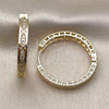 Oro Laminado Huggie Hoop, Gold Filled Style with White Micro Pave, Polished, Golden Finish, 02.204.0065.35
