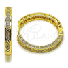 Oro Laminado Huggie Hoop, Gold Filled Style with White Micro Pave, Polished, Golden Finish, 02.204.0065.35