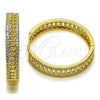 Oro Laminado Huggie Hoop, Gold Filled Style Miami Cuban Design, with White Cubic Zirconia, Polished, Golden Finish, 02.204.0069.35