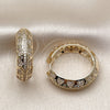 Oro Laminado Huggie Hoop, Gold Filled Style Heart Design, with White Cubic Zirconia, Polished, Golden Finish, 02.204.0070.30