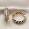 Oro Laminado Huggie Hoop, Gold Filled Style Heart Design, with White Cubic Zirconia, Polished, Golden Finish, 02.204.0070.30